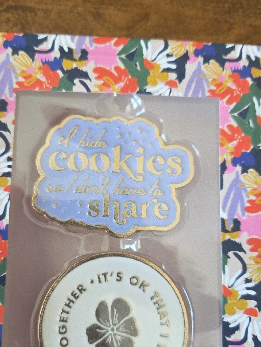 Paper Source Floral Mom Confessions Magnet Set - Pink, Gold, Blue, White - Set/3